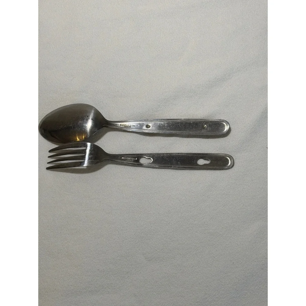 Vintage Stainless Steel Interlocking Camping Spoon and Fork Set Japan Made